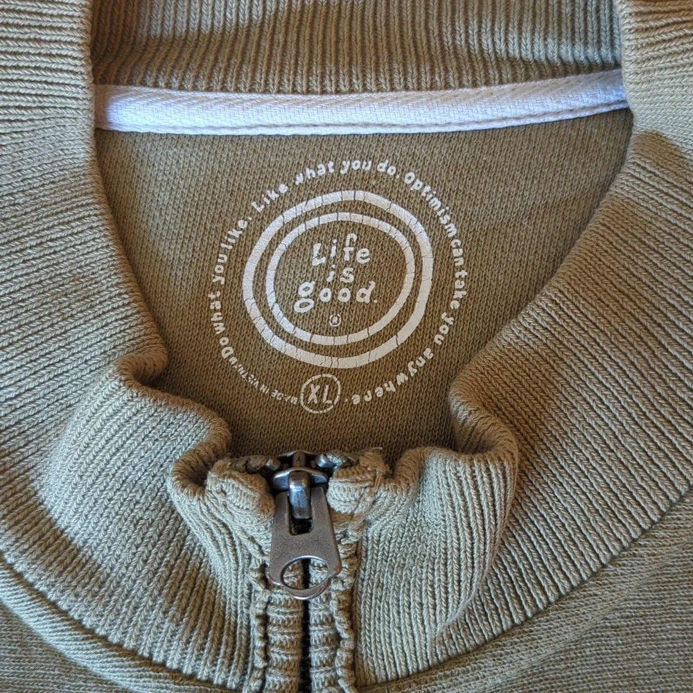 Oversized Vintage quarter zip Life is Good sweatshirt - Picture 3 of 7